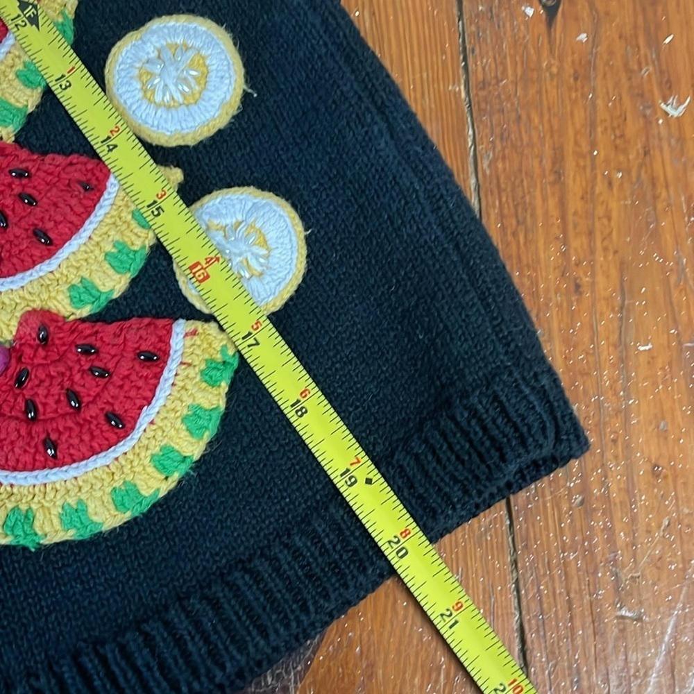 Marisa Christina Kids Cotton Fruit Beaded Appliqué‎ Black Sweater size Medium - Picture 7 of 8